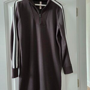 Athleta Brown and White Zip-Up Dress